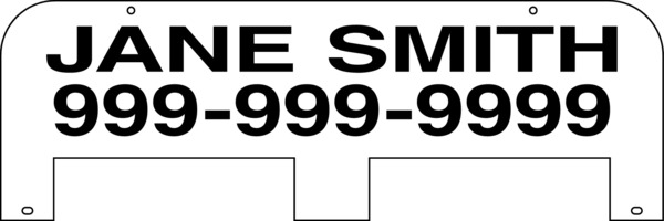 Real Estate Name Sign Rider with tabs, .090 Polyethylene  6h x 24w