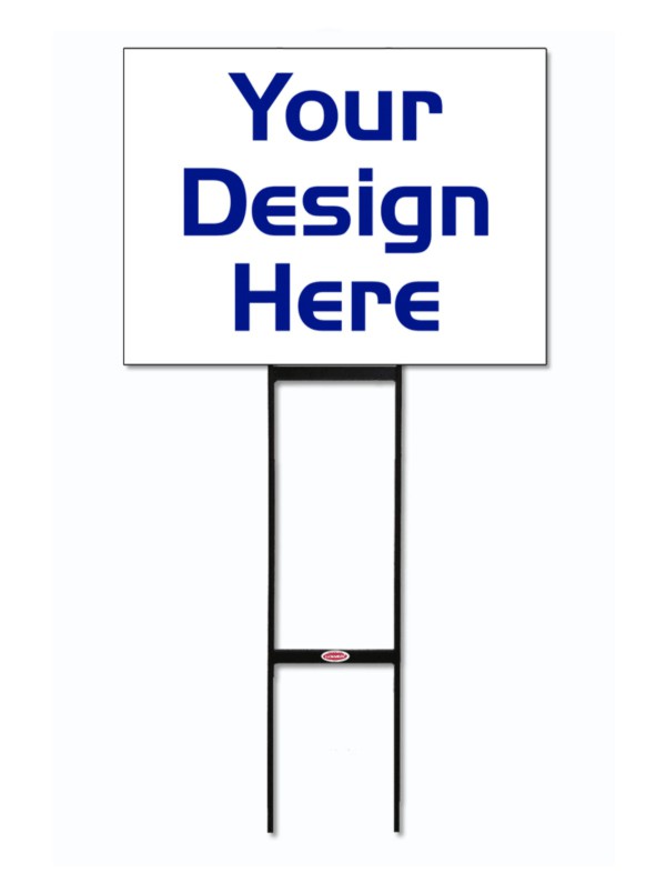 real estate round rod H-stake and sign panel unit, 10mm corrugated plastic 18h x 24w