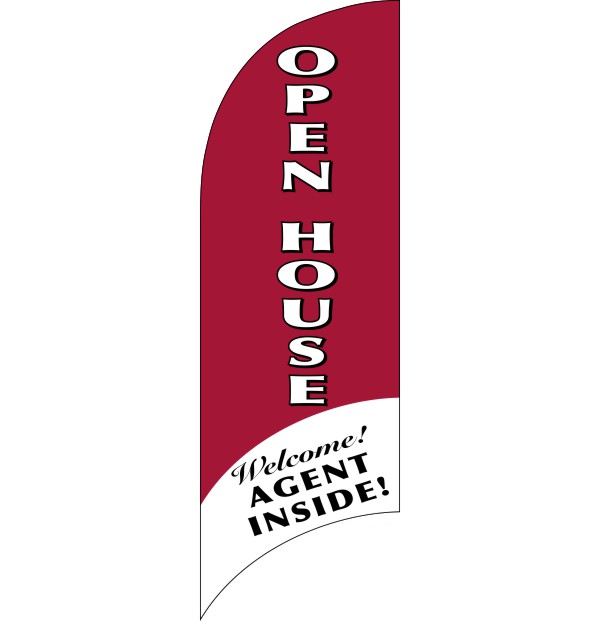 real estate open house agent inside feather flag only, 7-foot red