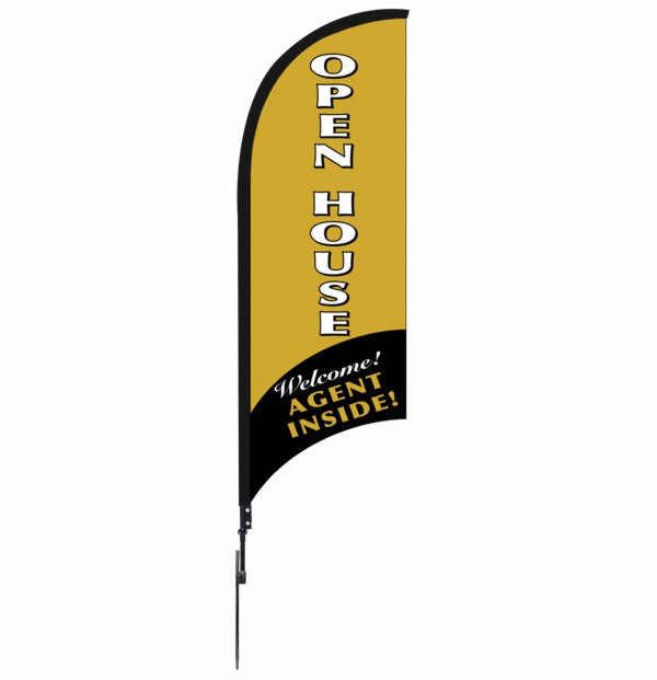 real estate open house feather flag unit, 9-foot gold