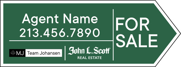 Directional  Agent Name w Team Logo For Sale Sign Panel, 9h x 24w, 4mm Corrugated plastic