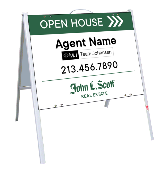 Angle Iron A-Frame and Agent Open House w Team Logo Sign Panel Unit, 18h x 24w, .050 poly