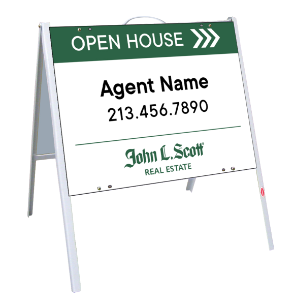 Angle Iron A-Frame and Agent Open House Sign Panel Unit, 18h x 24w, .050 poly