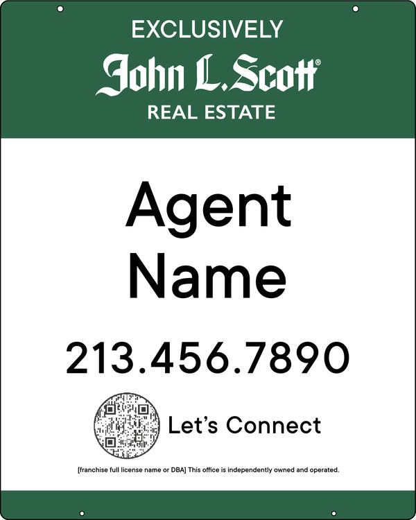 Hanging Agent  w QR Code Sign Panel, 30h x 24w, 3MM Aluminum Composite