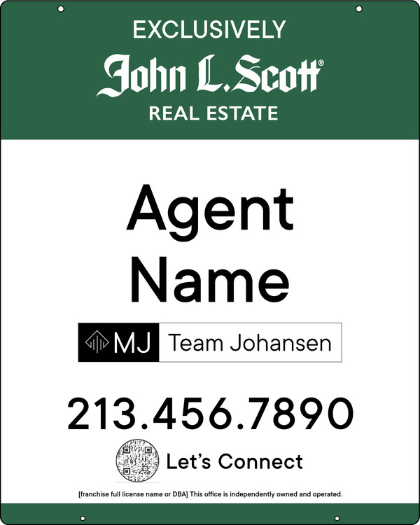 Hanging Agent  w QR Code & Team Logo Sign Panel, 30h x 24w, 3MM Aluminum Composite