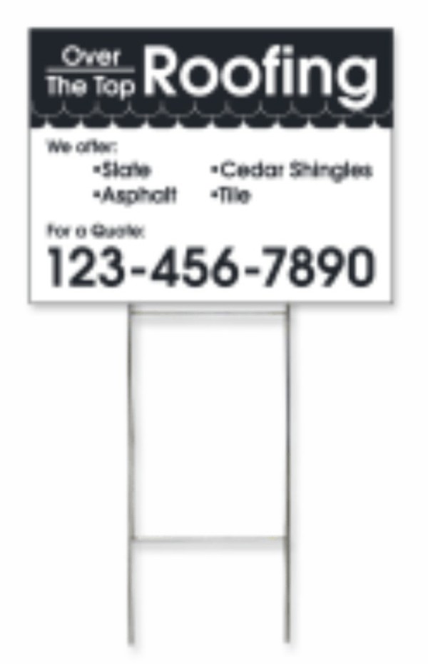 Site sign S1 wire h frame stake and panel unit, 4mm corrugated plastic, double face, 18h x 24w