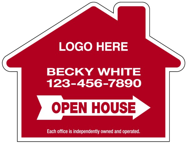 Open House House Shape Sign Panel, 4mm Corrugated Plastic 18h x 24w