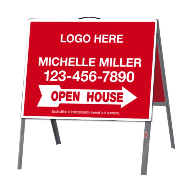 Gray Angle Iron A-Frame and open house sign panel unit, .050 polyethylene 18h x 24w