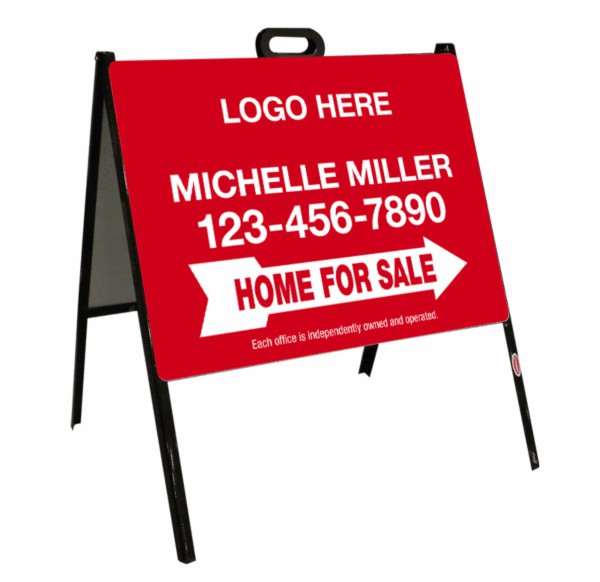 Black Angle Iron a-frame and Home For Sale sign panel unit, 24 GA steel 18h x 24w
