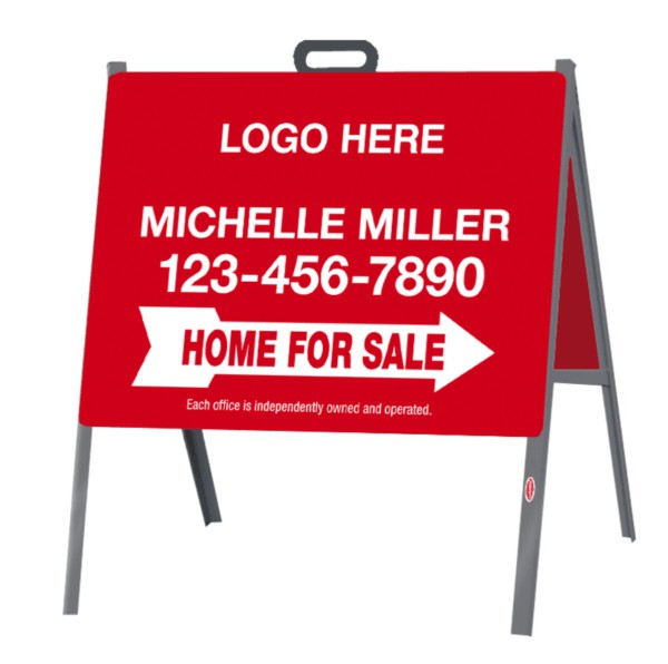 Gray Angle Iron a-frame and Home For Sale sign panel unit, 24 GA steel 18h x 24w