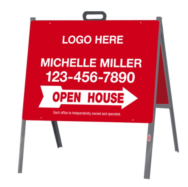 Gray Angle Iron A-frame and Open House Sign panel unit, 24 GA steel 18h x 24w