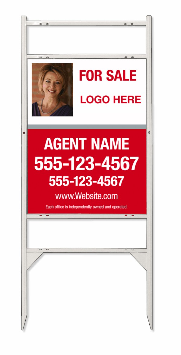 White angle iron frame and photo sign panel unit with two rider inserts, 24 GA steel 24h x 18w