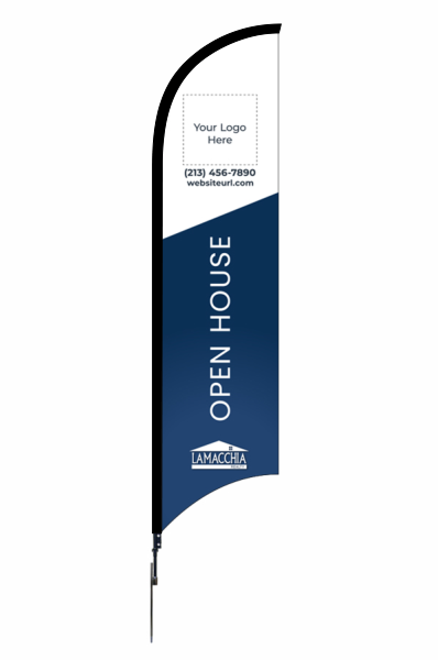 12FT Custom Agent Open House w Logo Feather Flag Unit, Printed on both sides