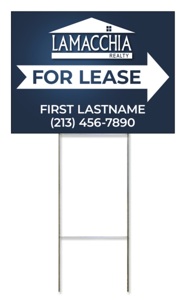 Wire Stake and For Lease Agent Name Panel Unit, 18h x 24w, 4mm Corrugated Plastic