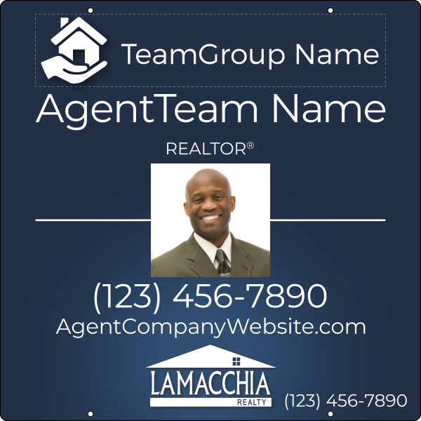 Agent Team Group Name Photo w Logo Office Name Hanging Sign Panel, 30h x 30w, 3mm Aluminum Composite