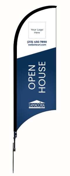 9FT Custom Open House w Logo Feather Flag Unit, Printed on both sides