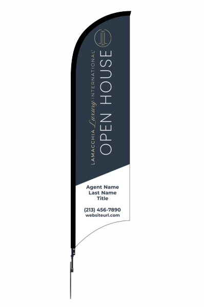 12FT Custom Luxury Agent Open House Feather Flag Unit, Printed on both sides