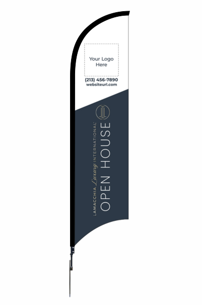 12FT Custom Luxury Agent Open House  w Logo Feather Flag Unit, Printed on both sides