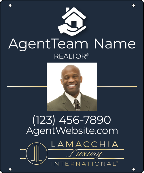 Luxury Agent Photo Team Name w Logo Hanging Sign Panel, 24h x 20w, 3mm Aluminum Composite