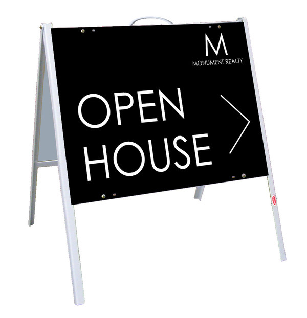 Angle Iron Frame and Open House Sign Panel Unit, 18h x 24w, Poly