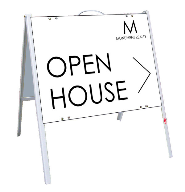 Angle Iron Frame and Open House Sign Panel Unit, 18h x 24w, Poly