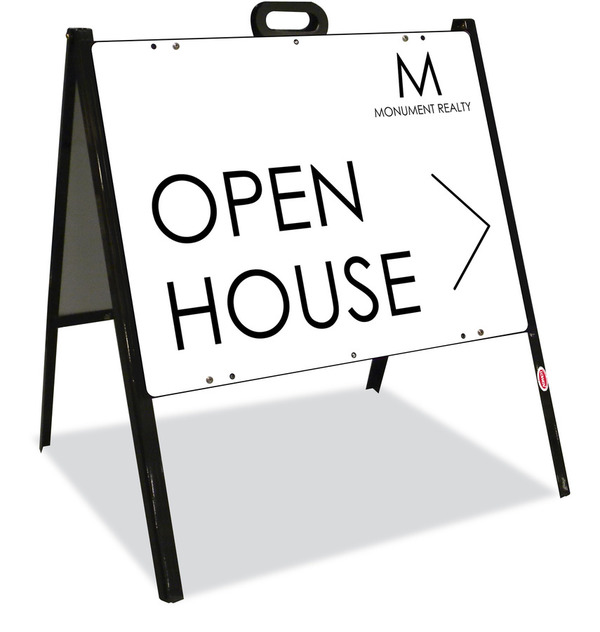 Angle Iron A-Frame and Open House Sign Panel Unit, 18h x 24w, Steel