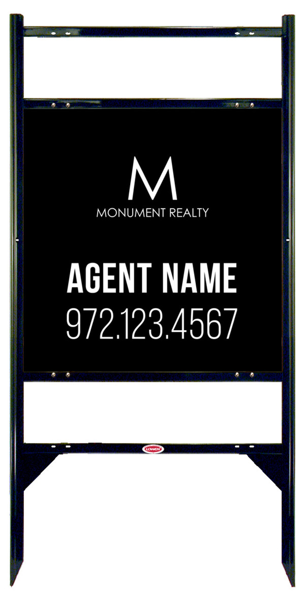 Angle Iron Frame w 2 Rider Inserts and Agent Name Sign Panel Unit, 24h x 24w, Steel