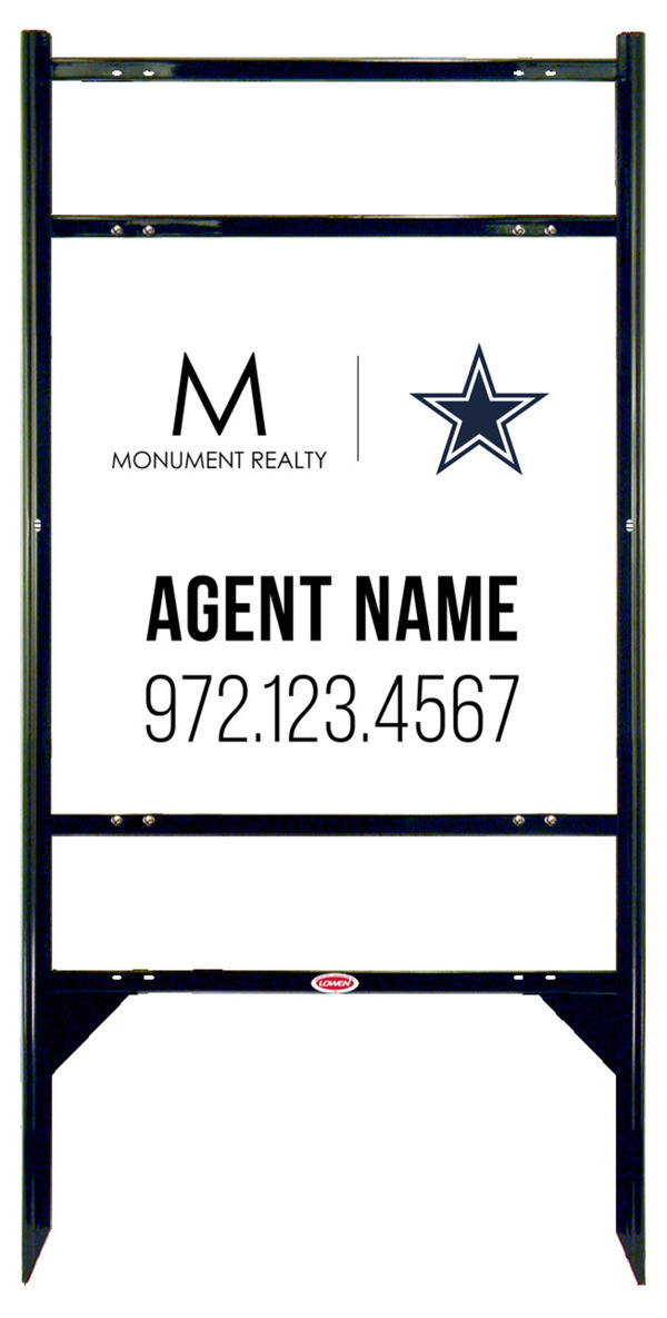 Angle Iron Frame w 2 Rider Inserts and Agent Name Sign Panel Unit, 24h x 24w, Steel