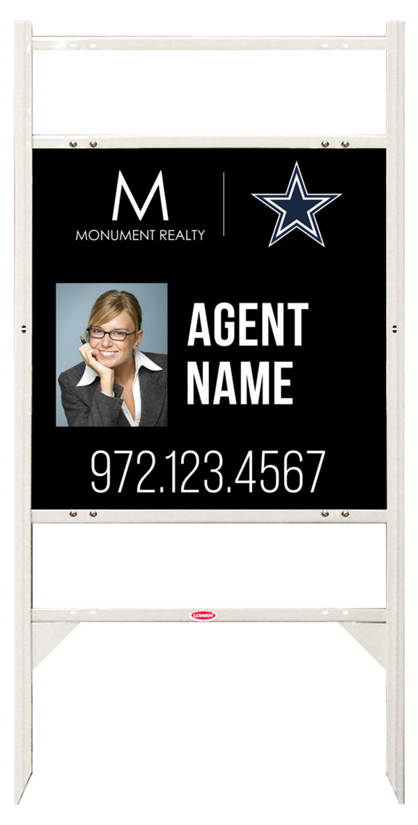 Angle Iron Frame w 2 Rider Inserts and Agent Photo Sign Panel Unit, 24h x 24w, Steel