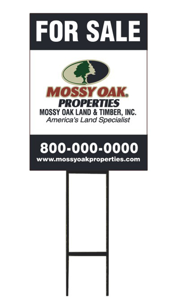 real estate round rod H-stake and sign panel unit, 10mm corrugated plastic 18h x 24w