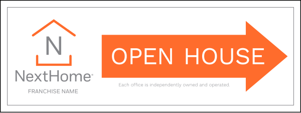 Directional Open House Sign Panel, Corrugated 4mm, 9h x 24w