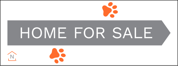 Directional House for Sale w Paw Prints Sign Panel, 9h x 24w, 4mm corrugated plastic