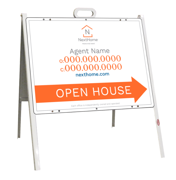 A-Frame and Agent Open House Sign Panel Unit, 18h x 24w, Steel