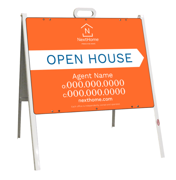 A-Frame and Agent Open House Sign Panel Unit, 18h x 24w, Steel