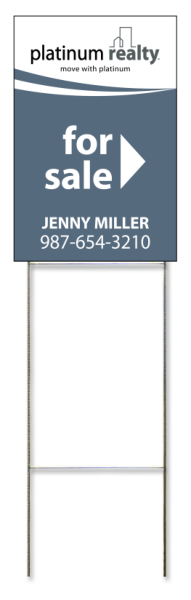 Wire Stake and For Sale Agent Sign Panel, Corrugated 4mm, 18h x 12w