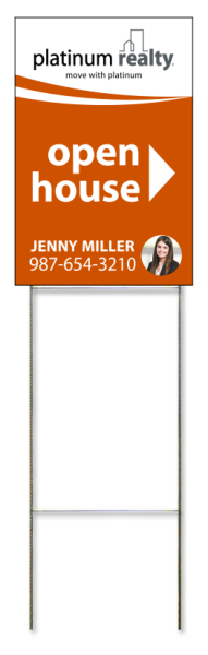 Wire Stake and Open House Agent Photo Sign Panel, Corrugated 4mm, 18h x 12w