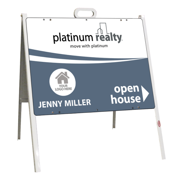 Open House A-Frame and Team Logo Sign Panel Unit, 18h x 24w, Steel