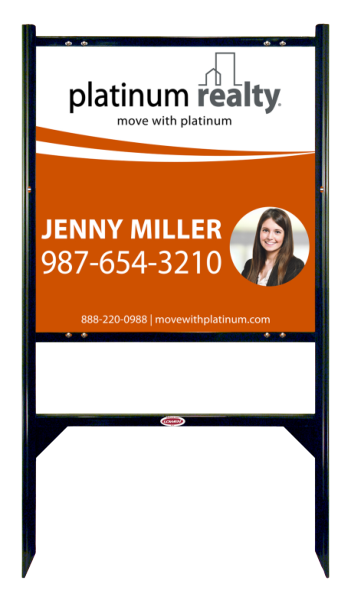 Reflective Angle Iron Frame with One Rider Insert and Sign Panel Unit, 24h x 24w