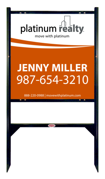 Reflective Angle Iron Frame with One Rider Insert and Sign Panel Unit, 24h x 24w