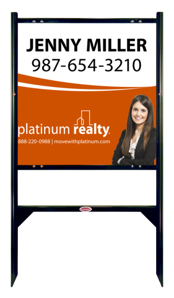 Reflective Angle Iron Frame with One Rider Insert and Sign Panel Unit, 24h x 24w