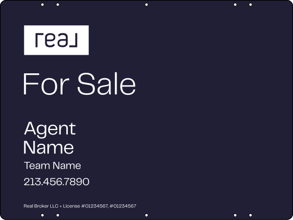 For Sale Agent Name Sign Panel, 18h x 24w, Steel