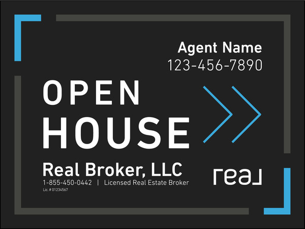 Directional Agent Open House Sign Panel, 18h x 24w, 4mm Corrugated