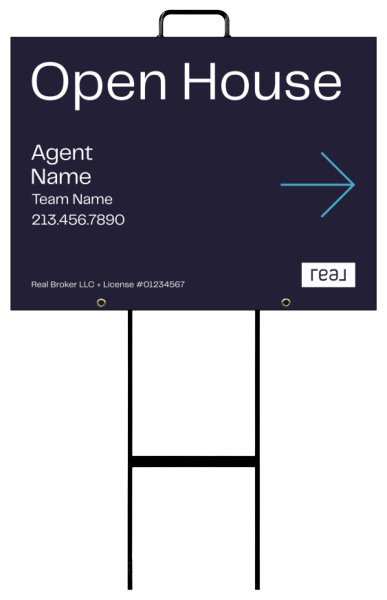 Grab and Go Agent Name w Team Name Open House Sign Panel Unit, 18h x 24w, 4mm Corrugated