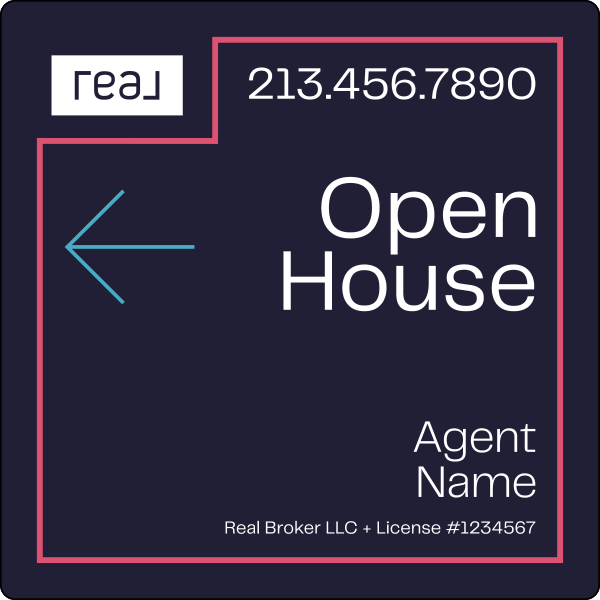 Agent Name Open House, SF Sign Panel, 20h x 20, 3MM Aluminum Composite