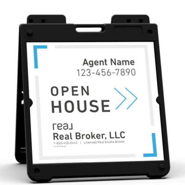 Heavy Duty Plastic A-Frame and Agent Open House Sign Panel Unit, 20h x 20w, 3MM Aluminum Composite