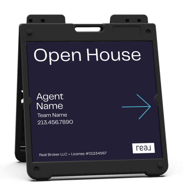Heavy Duty Plastic A-Frame and Agent Name w Team Name Open House Sign Panel Unit, 20h x 20w, Aluminum Composite