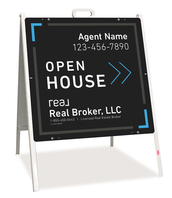 A-Frame and Agent Open House Sign Panel Unit, 24h x 24w, Steel