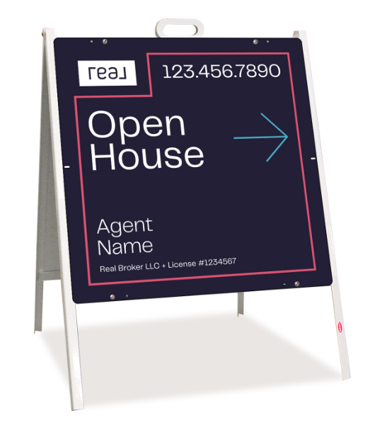 A-Frame and Agent Name Open House Sign Panel Unit, 24h x 24w, Steel