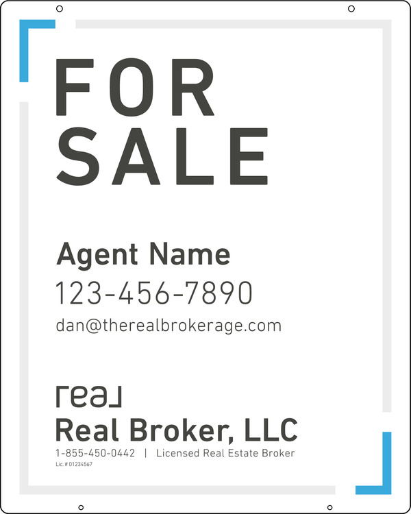 Hanging Agent Name Sign Panel, 30h x 24w, 3mm Aluminum Composite