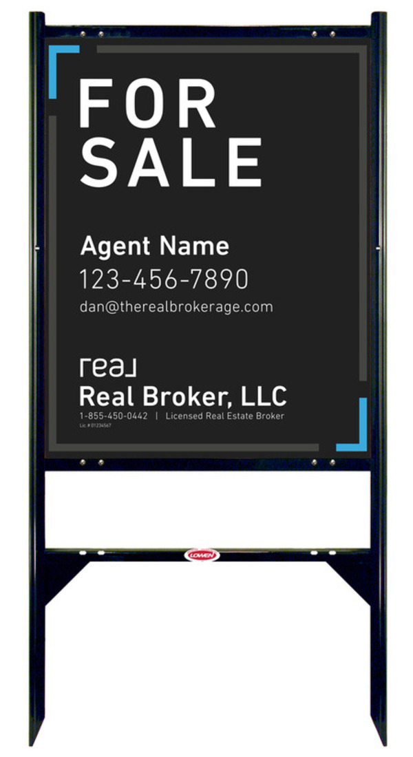 Angle Iron Frame with One Rider Inserts and Agent Name Sign Panel Unit, 30h x 24w